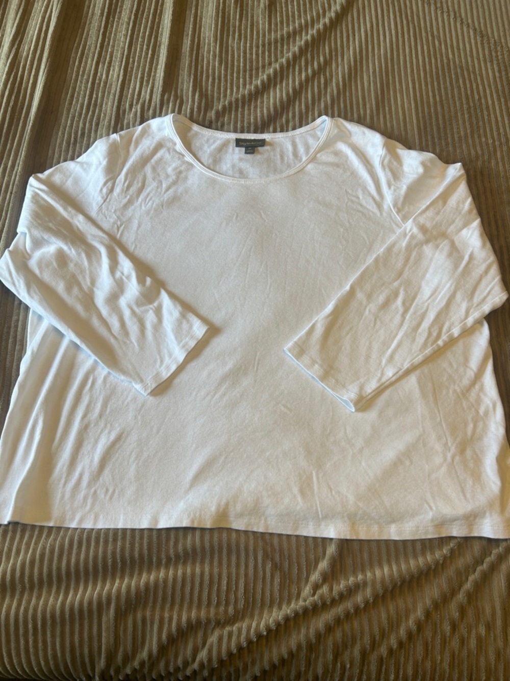 Style & Co. White Long Sleeve Scoop Neck Tee